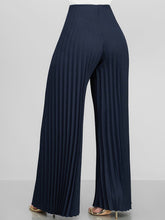 Pantalones largos de pierna ancha plisados de color liso